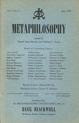 METAPHILOSOPHY VOL. 1, No. 3. JULY 1970.