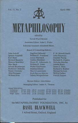 METAPHILOSOPHY VOL. 11, No. 2. APRIL 1980.