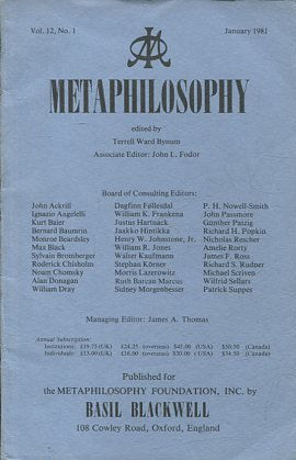 METAPHILOSOPHY VOL. 12, No. 1. JANUARY 1981.