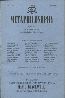 METAPHILOSOPHY VOL. 12, No. 2. APRIL 1981.