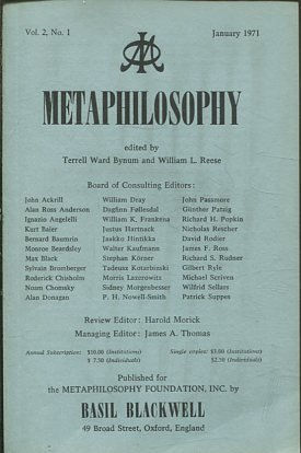 METAPHILOSOPHY VOL. 2, No. 1.JANUARY 1971.