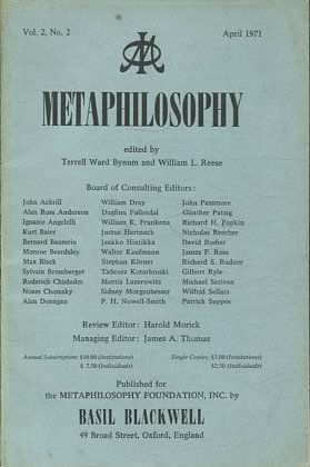 METAPHILOSOPHY VOL. 2, No. 2. APRIL 1971.