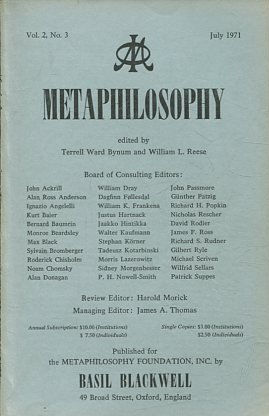 METAPHILOSOPHY VOL. 2, No. 3. JUNY 1971.