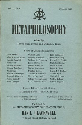 METAPHILOSOPHY VOL. 2, No. 4. OCTOBER 1971.