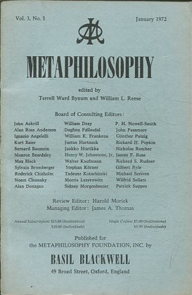 METAPHILOSOPHY VOL. 3, No. 1. JANUARY 1972.