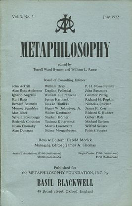 METAPHILOSOPHY VOL. 3, No. 3. JULY 1972.