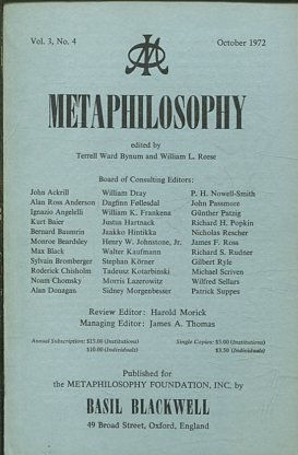 METAPHILOSOPHY VOL. 3, No. 4. OCTOBER 1972.