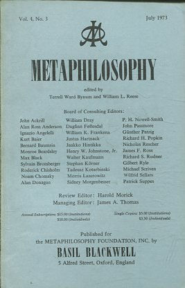 METAPHILOSOPHY VOL. 4, No. 3. APRIL 1973.