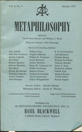 METAPHILOSOPHY VOL. 4, No. 4. OCTOBER 1973.