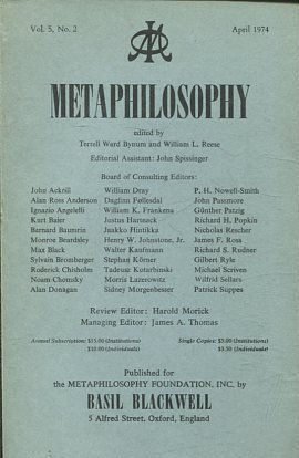 METAPHILOSOPHY VOL. 5, No. 2. APRIL 1971.