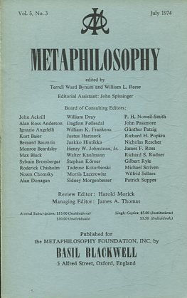 METAPHILOSOPHY VOL. 5, No. 3. JULY 1974.