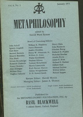 METAPHILOSOPHY VOL. 6, No. 1. JANUARY 1975.