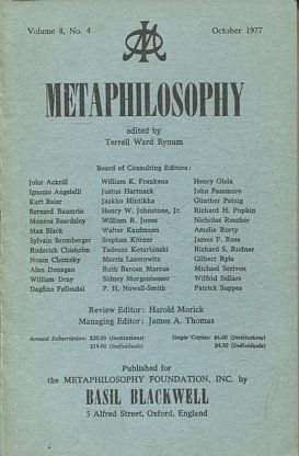 METAPHILOSOPHY VOL. 8, No. 4. OCTOBER 1977.