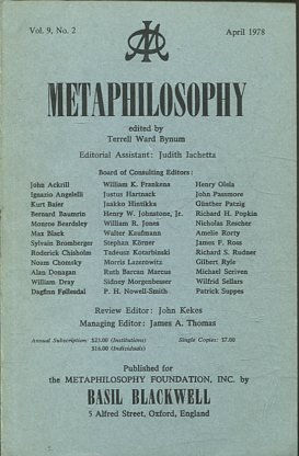 METAPHILOSOPHY VOL.9, No. 2. APRIL 1978.