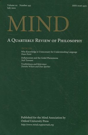 MIND. A QUARTERLY REVIEW OF PHILOSOPHY. VOL: 111. Nº 443.