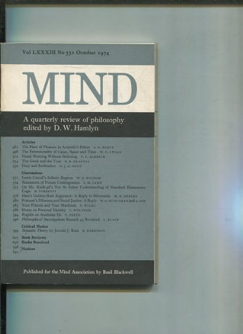 MIND. A QUARTERLY REVIEW OF PHILOSOPHY. VOL LXXXIII NO 332.