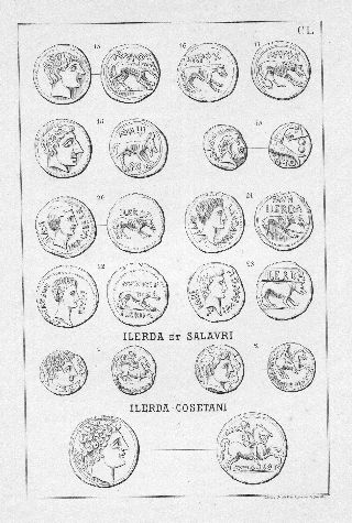 MONEDAS DE LA ESPAÑA ULTERIOR. LAMINA CL: ILERDA. ILERDA ET SALAURI. ILERDA-COSETANI