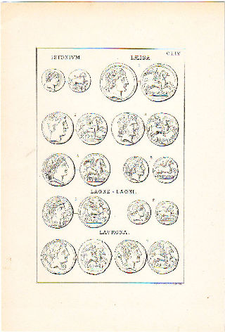 MONEDAS DE LA ESPAÑA ULTERIOR. LAMINA CLIV: ISTONIUM. LAEISA. LAGNE=LAGNI. LAVRONA.