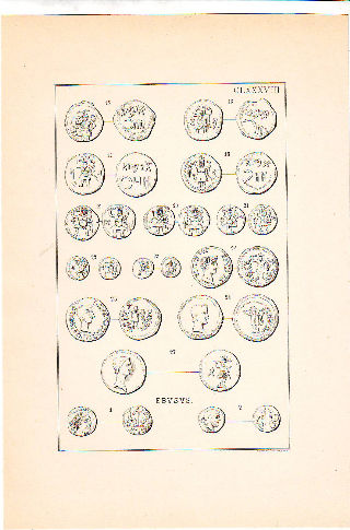 MONEDAS DE LA ESPAÑA ULTERIOR. LAMINA CLXXXVIII: INSULAE ADJACENTES. INSULA AUGUSTA. EBUSUS.