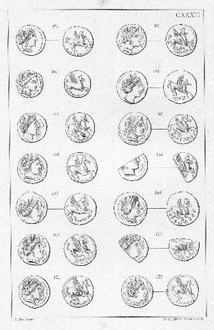 MONEDAS DE LA ESPAÑA ULTERIOR. LAMINA CXXXII: OMONOIAS EMPORITANAS. PERIODOS DEL QUINTO AL DECIMO.