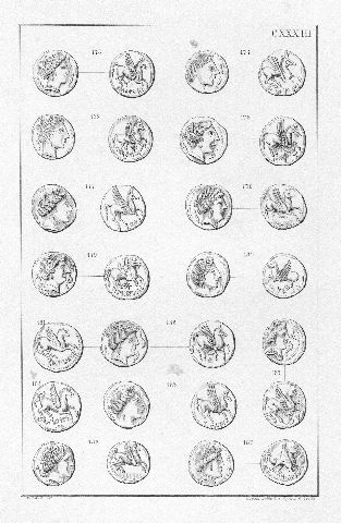 MONEDAS DE LA ESPAÑA ULTERIOR. LAMINA CXXXIII: OMONOIAS EMPORITANAS. PERIODOS DEL QUINTO AL DECIMO.