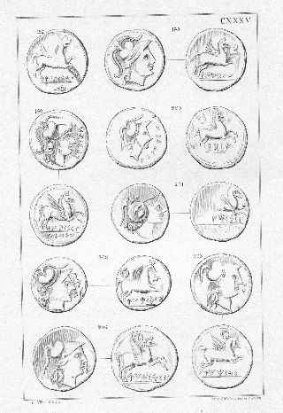 MONEDAS DE LA ESPAÑA ULTERIOR. LAMINA CXXXV: INDICA. ASES IBEROS. PERIODOS DEL 4º AL 10º