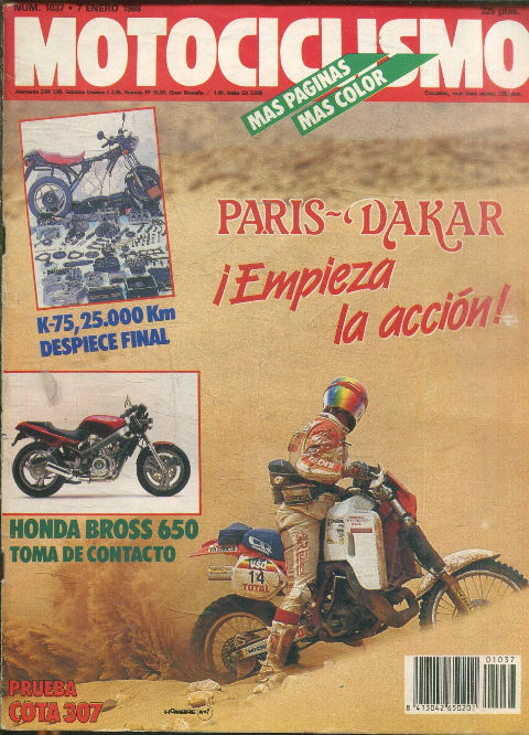 MOTOCICLISMO Nº 1037. 7 ENERO 1988. HONDA BROSS 650. TOMA DE CONTACTO.