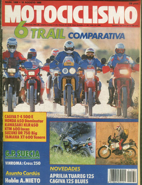 MOTOCICLISMO Nº 1069. 18 AGOSTO 1988. 6 TRAIL COMPARATIVA.