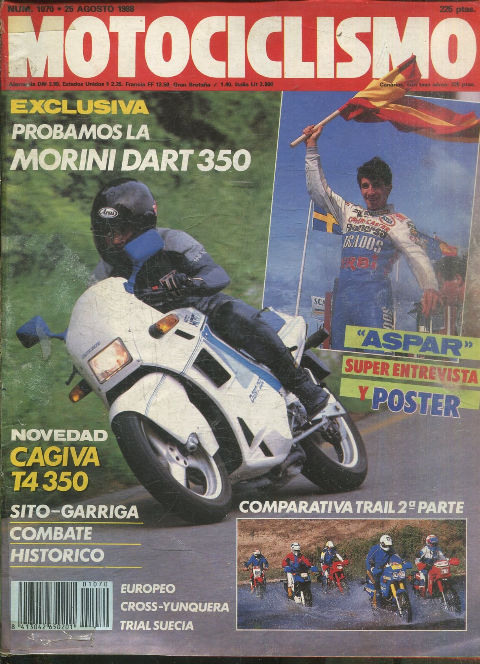 MOTOCICLISMO Nº 1070. 25 AGOSTO 1988. PROBAMOS LA MORINI DART 350.