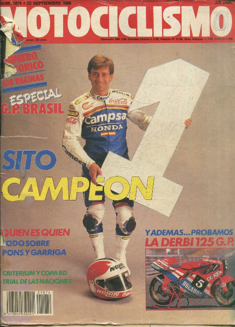 MOTOCICLISMO Nº 1074. 22 SEPTIEMBRE 1988. SITO CAMPEON.