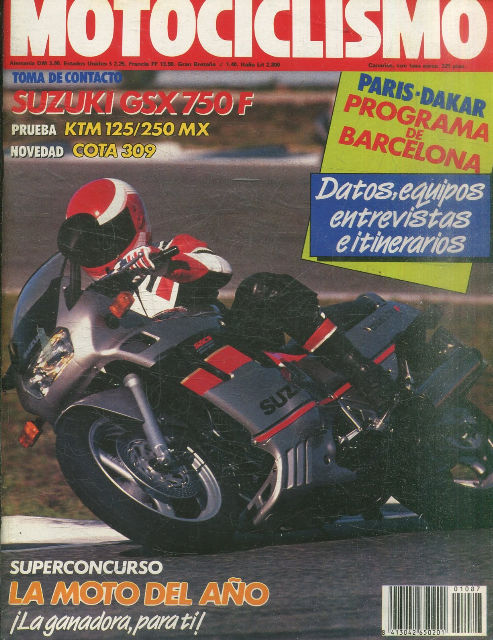 MOTOCICLISMO Nº 1087. 33 DICIEMBRE 1988. SUZUKI GSX 750 F.