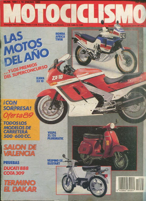 MOTOCICLISMO Nº 1091. 19 ENERO 1989. ¡CON SORPRESA!