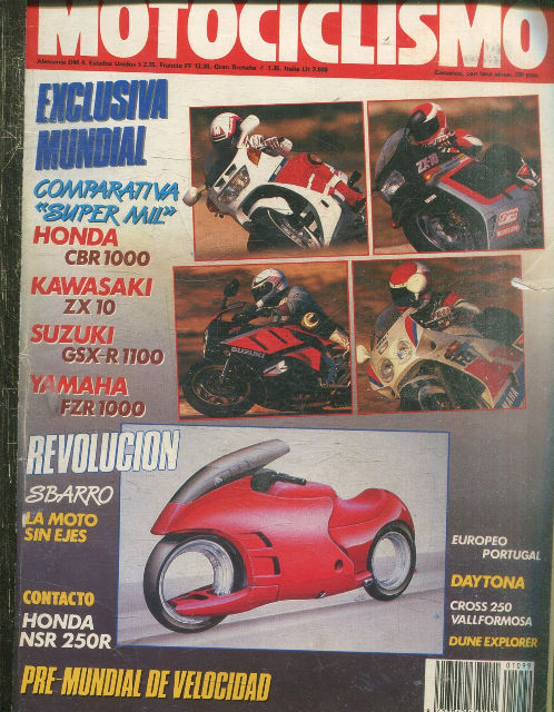 MOTOCICLISMO Nº 1099. 16 MARZO 1989. EXCLUSIVA MUNDIAL.