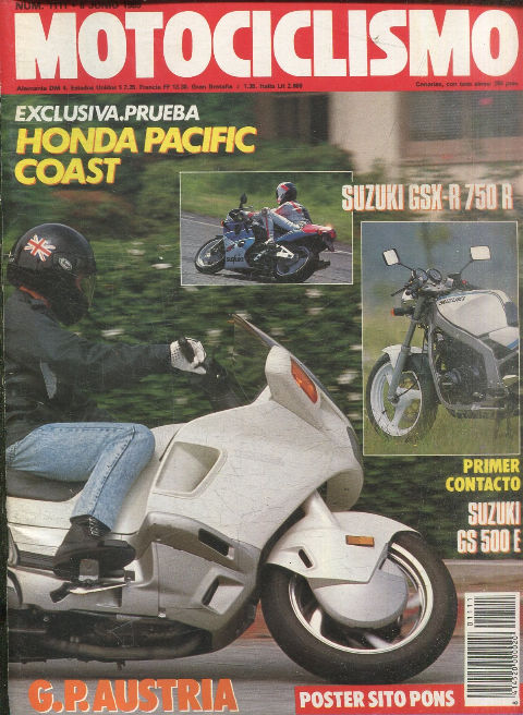 MOTOCICLISMO Nº 1111. 8 JUNIO 1989. HONDA PACIFIC COAST.