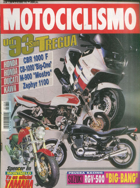 MOTOCICLISMO Nº 1288. 29 OCTUBRE 1992. UN 93 SIN TREGUA.