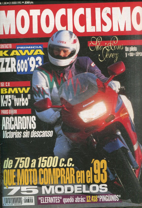 MOTOCICLISMO Nº 1300.21 ENERO 1993. KAWA ZZR 600´93.