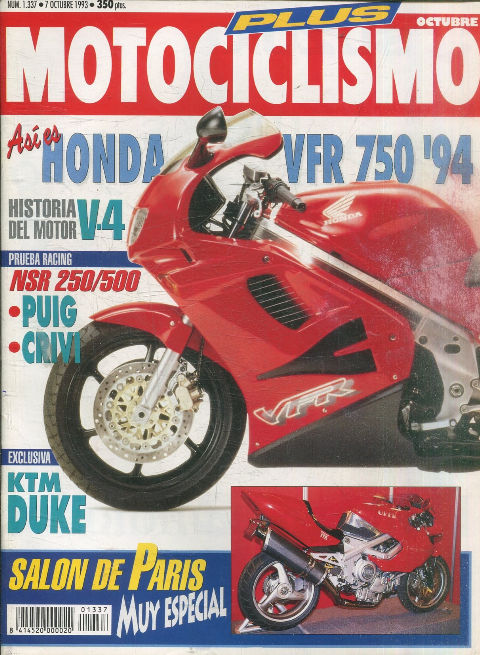 MOTOCICLISMO Nº 1337. 7 OCTUBRE 1993. VFR 750 ´94.