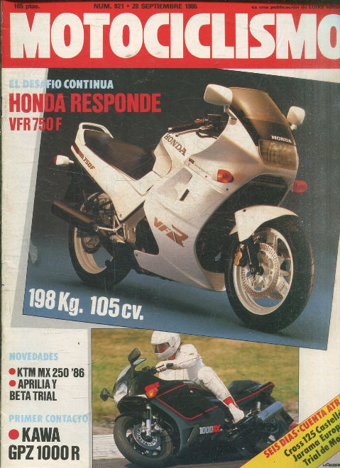 MOTOCICLISMO Nº 921. 28 SEPTIEMBRE 1985. EL DESAFIO CONTINUA. HONDA RESPONDE VFR 750 F.