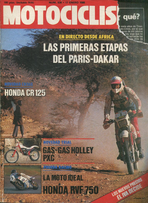 MOTOCICLISMO Nº 936. 17 ENERO 1986. HONDA CR 125.