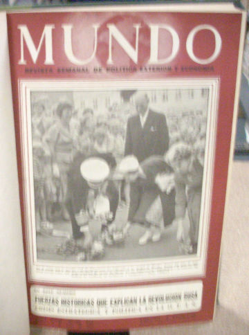 MUNDO REVISTA SEMANAL DE POLITICA EXTERIOR Y ECONOMIA. JULIO 1956- SEPTIEMBRE 1956, NUMS. 843-856 (LOTE DE 13 REVISTAS ENCUADERNADAS EN UN VOLUMEN).