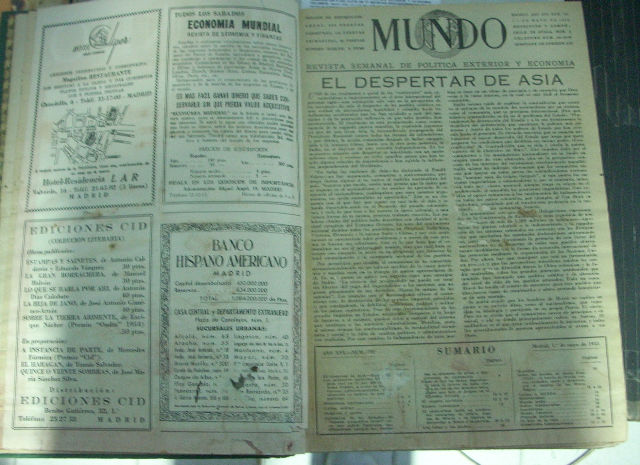 MUNDO. REVISTA SEMANAL DE POLITICA EXTERIOR Y ECONOMIA. NUMEROS 626 A 643. (LOTE DE 17 REVISTAS ENCUADERNADAS EN UN VOLUMEN).