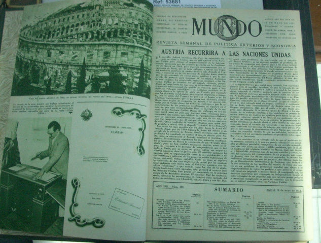 MUNDO. REVISTA SEMANAL DE POLITICA EXTERIOR Y ECONOMIA. NUMEROS 661 A 678. (LOTE DE 17 REVISTAS ENCUADERNADAS EN UN VOLUMEN).