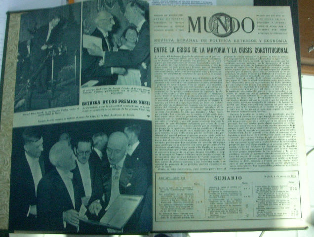 MUNDO. REVISTA SEMANAL DE POLITICA EXTERIOR Y ECONOMIA. NUMEROS 817 A 829. (LOTE DE 12 REVISTAS ENCUADERNADAS EN UN VOLUMEN).