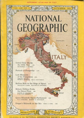 NATIONAL GEOGRAPHIC VOL. 120, Nº 5. NOVEMBER 1961. UNIED ITALY MARKS.