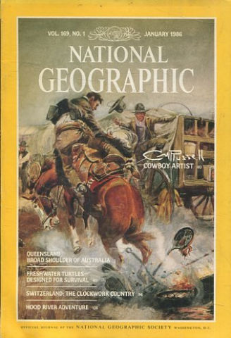 NATIONAL GEOGRAPHIC VOL. 169, Nº 1. JANUARY 1986. COWBOY ARTIST.