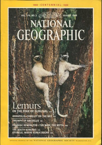 NATIONAL GEOGRAPHIC VOL. 174, Nº 2. AUGUST 1988. LEMURS ON THE EDGE OF SURVIVAL.