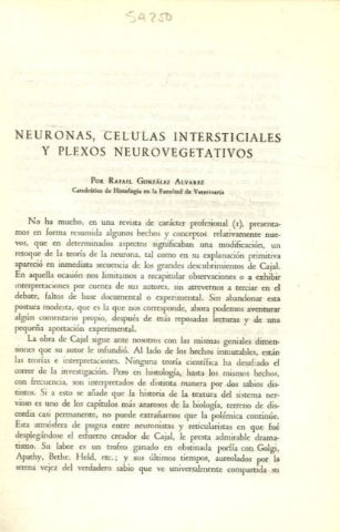 NEURONAS, CELULAS INTERSTICIALES Y PLEXOS NEUROVEGETATIVOS.