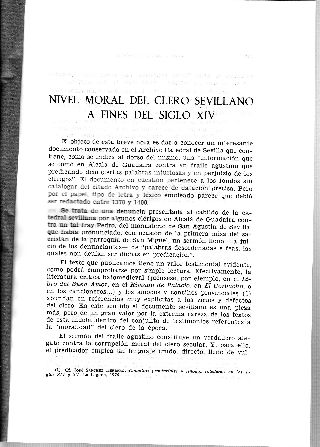 NIVEL MORAL DEL CLERO SEVILLANO A FINES DEL SIGLO XIV.