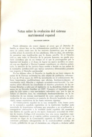 NOTAS SOBRE LA EVOLUCION DEL SISTEMA MATRIMONIAL ESPAÑOL.