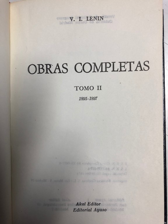 OBRAS COMPLETAS. TOMO II: 1895-1897.